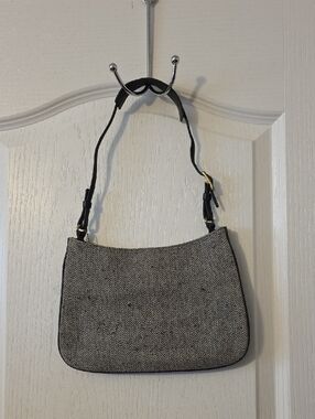 VINTAGE RARE COACH Stylish Gray Herringbone Shoulder Bag - Neutral Everyday Tote
